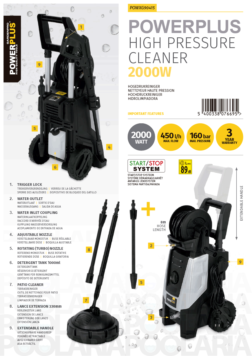 Prestaciones hidrolimpiadora Powerplus POWXG90415