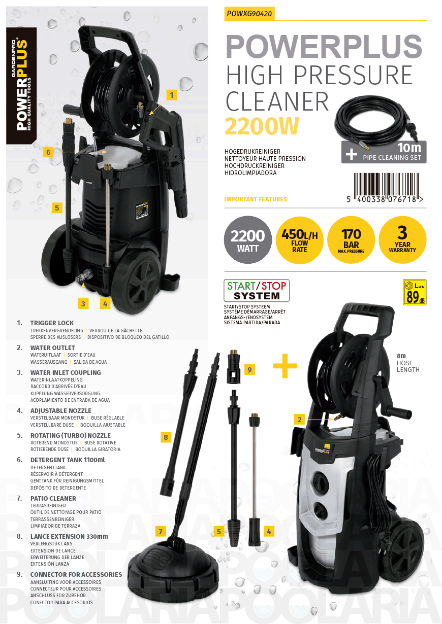 Prestaciones hidrolimpiadora Powerplus POWXG90420