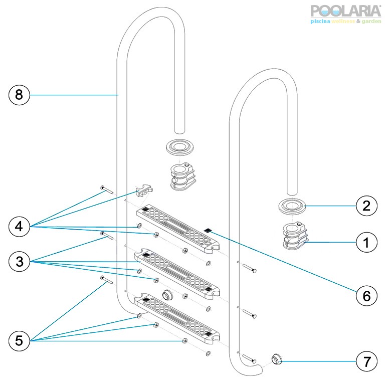 Recambios escalera Muro AstralPool Standard AISI-304