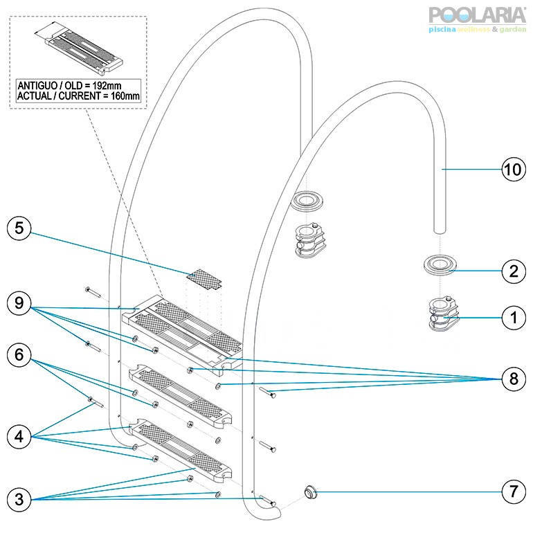 Recambios escalera piscina con rebosadero AstralPool