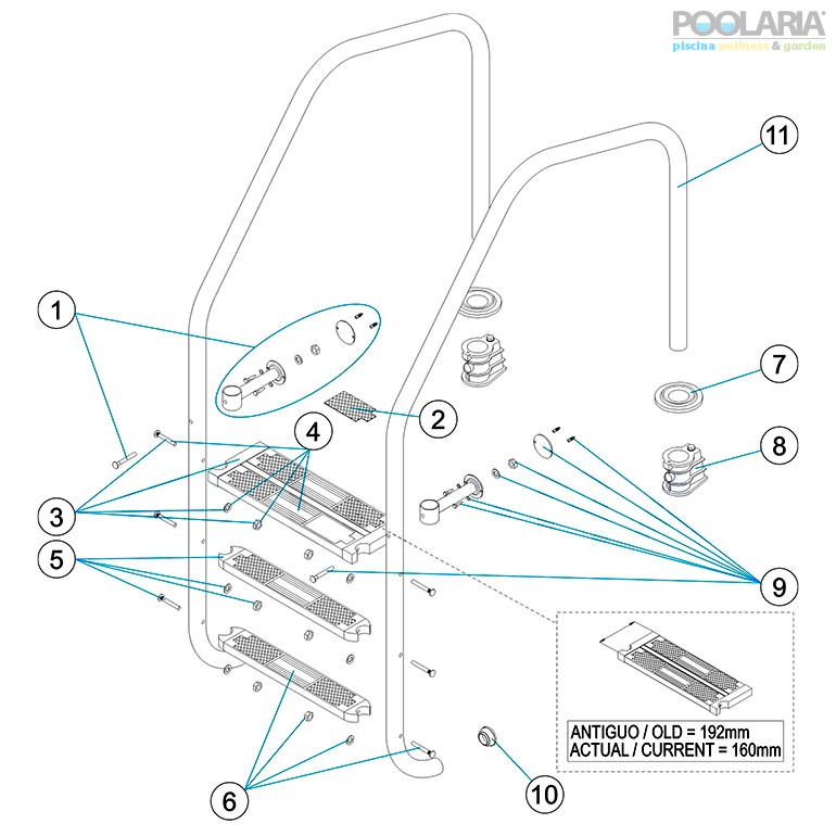 Recambios escalera Modelo 1000 para rebosadero AstralPool