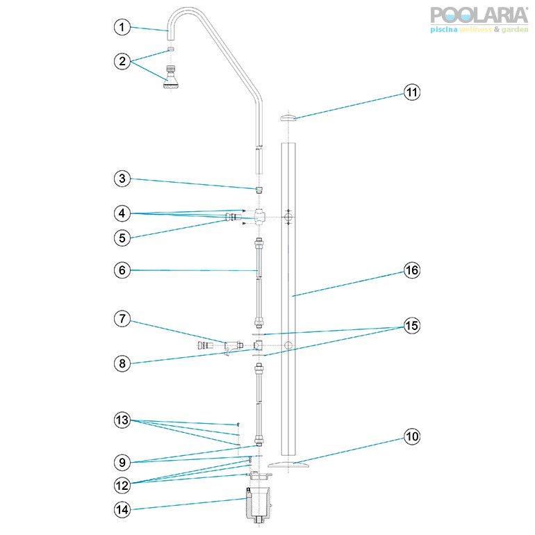 Tapón Ducha - ASTRALPOOL - 4401040236 - Ducha 1 rociador 1 pulsador  temporizado 59776