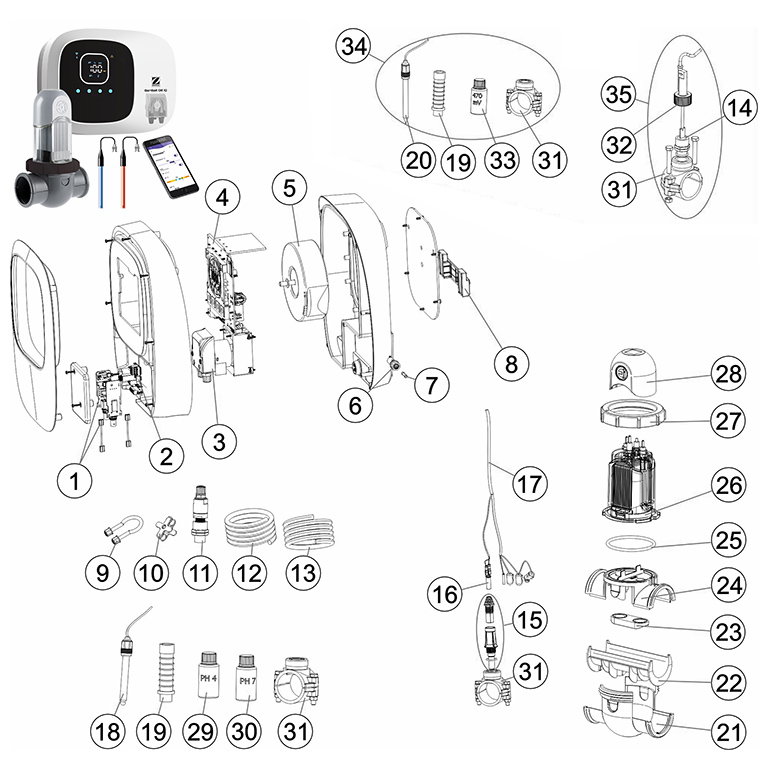 Recambios Zodiac GenSalt OE iQ pH Evo