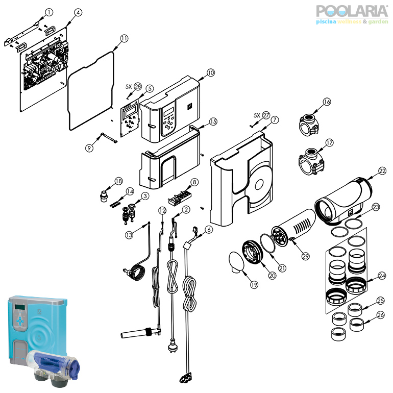 Recambios clorador salino Zodiac Hydroxinator iQ