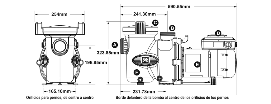 Dimensiones bomba Zodiac E30iQ velocidad variable